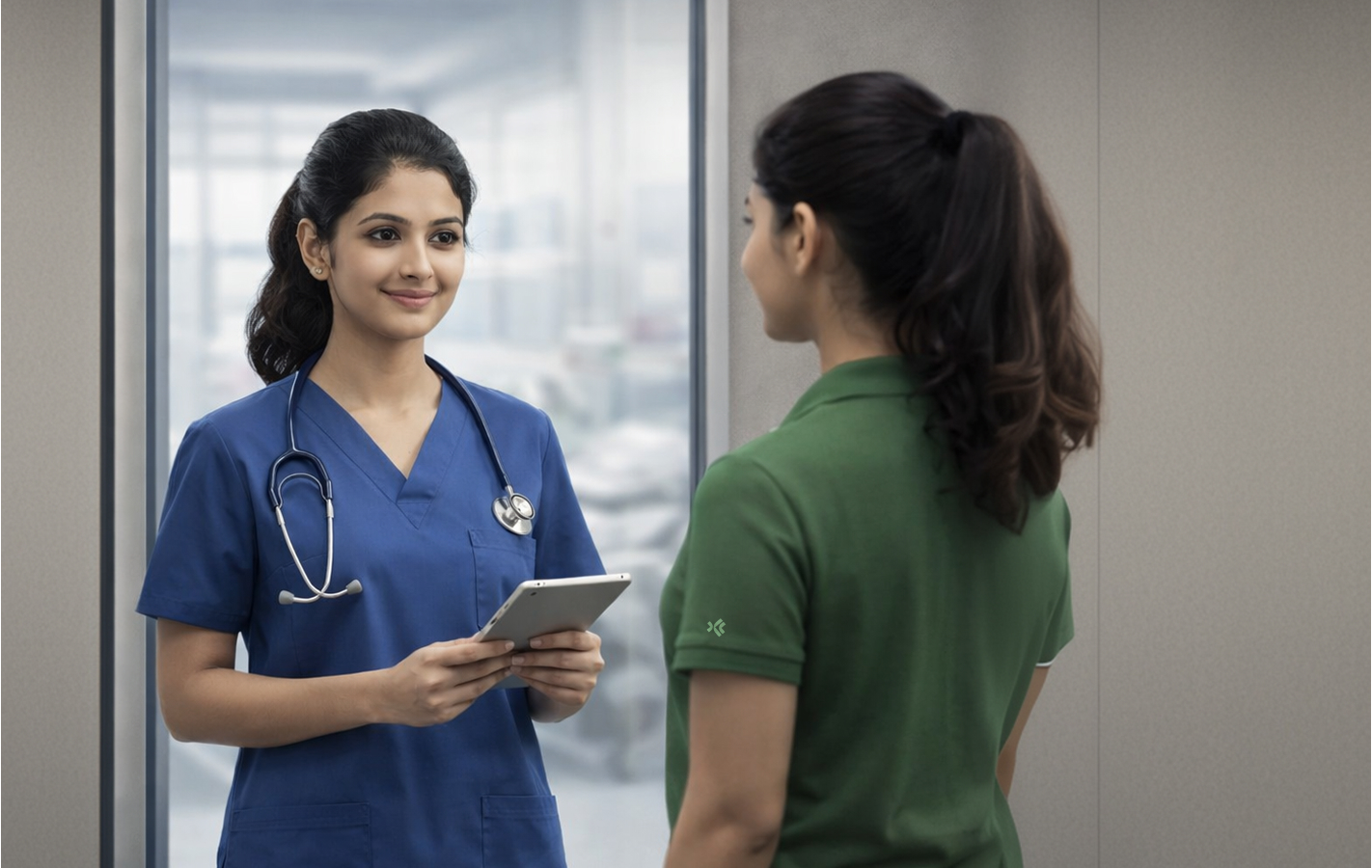 Emversity healthcare student in scrubs